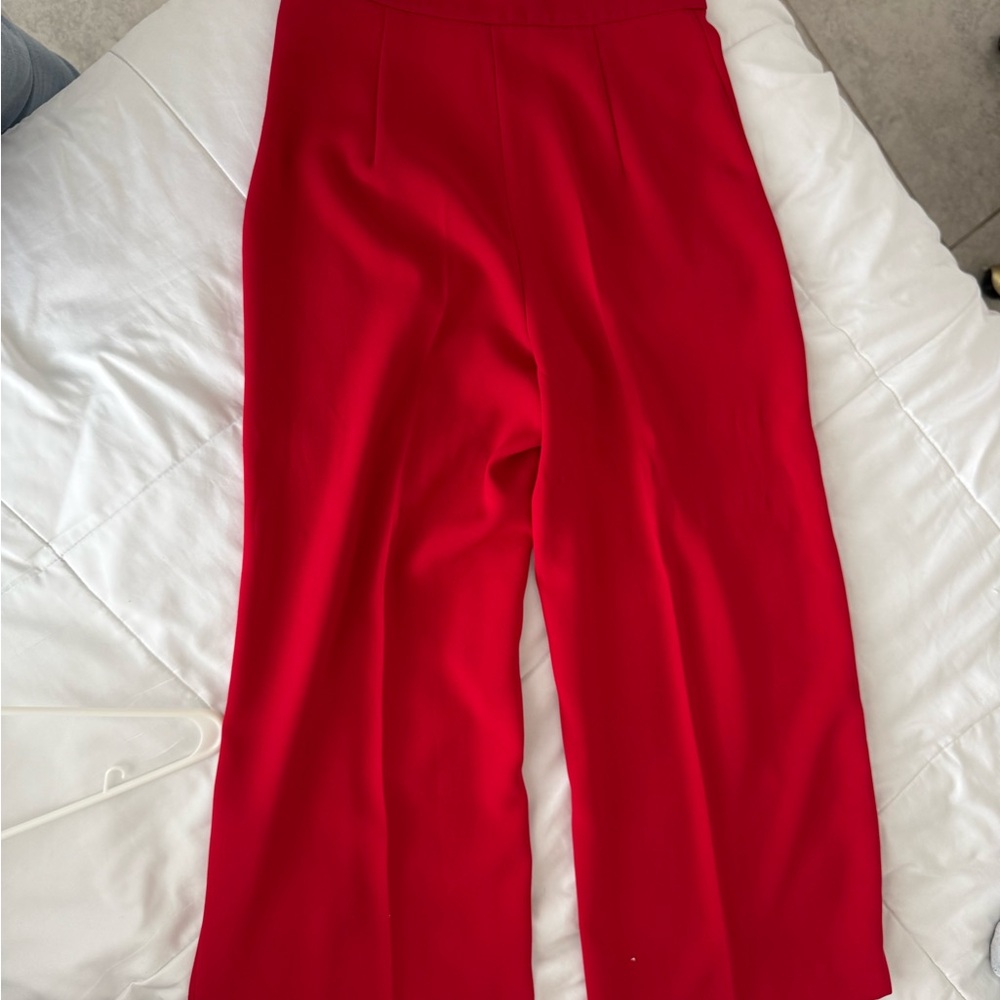 Zara Vibrant Red Wide Leg Pants